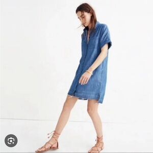 MADEWELL Drop-Hem Courier Denim Shirt Dress